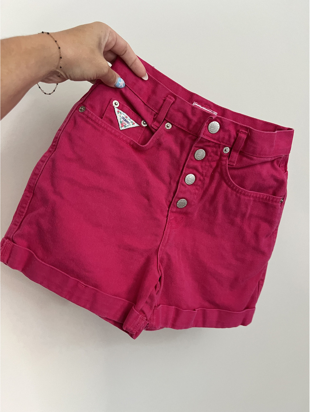 Vintage 90s Gitano Girls Pink Button Fly High Waisted Denim Shorts